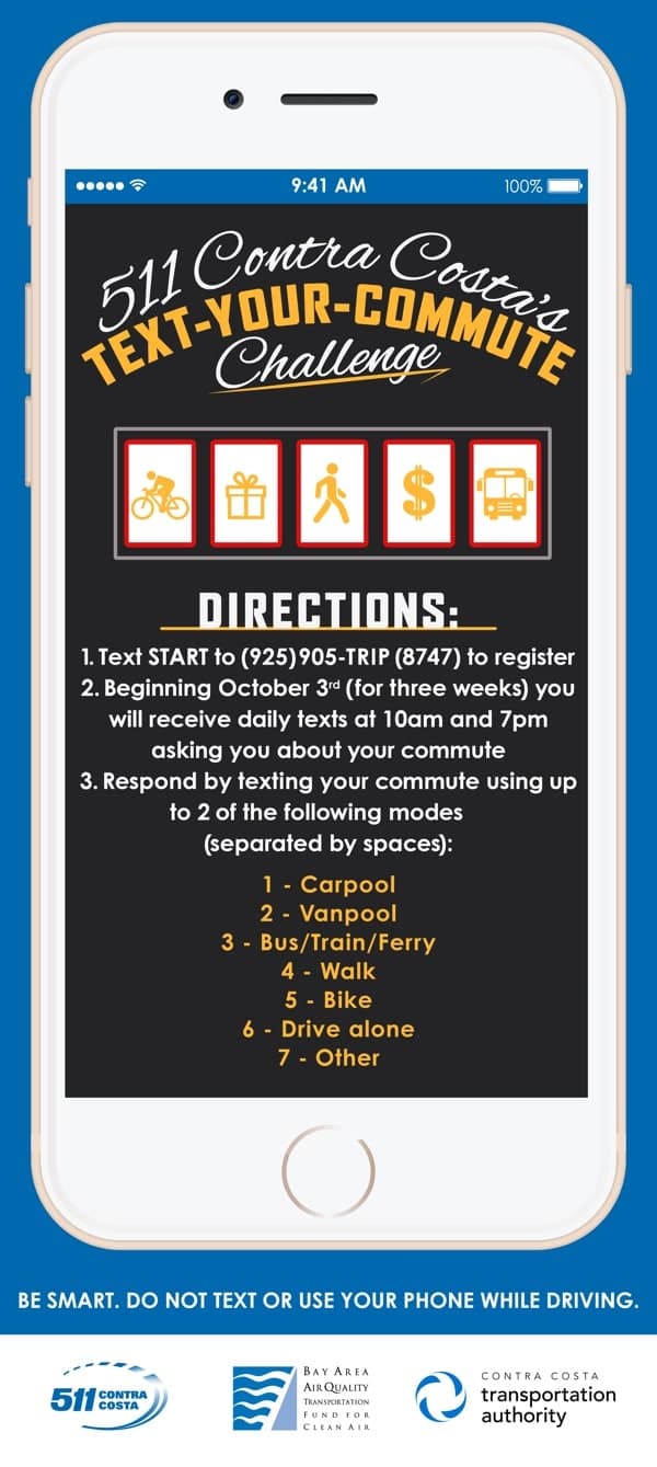 Archived Text Your Commute campaign page for 511 Contra Costa, now 511 CCTA.