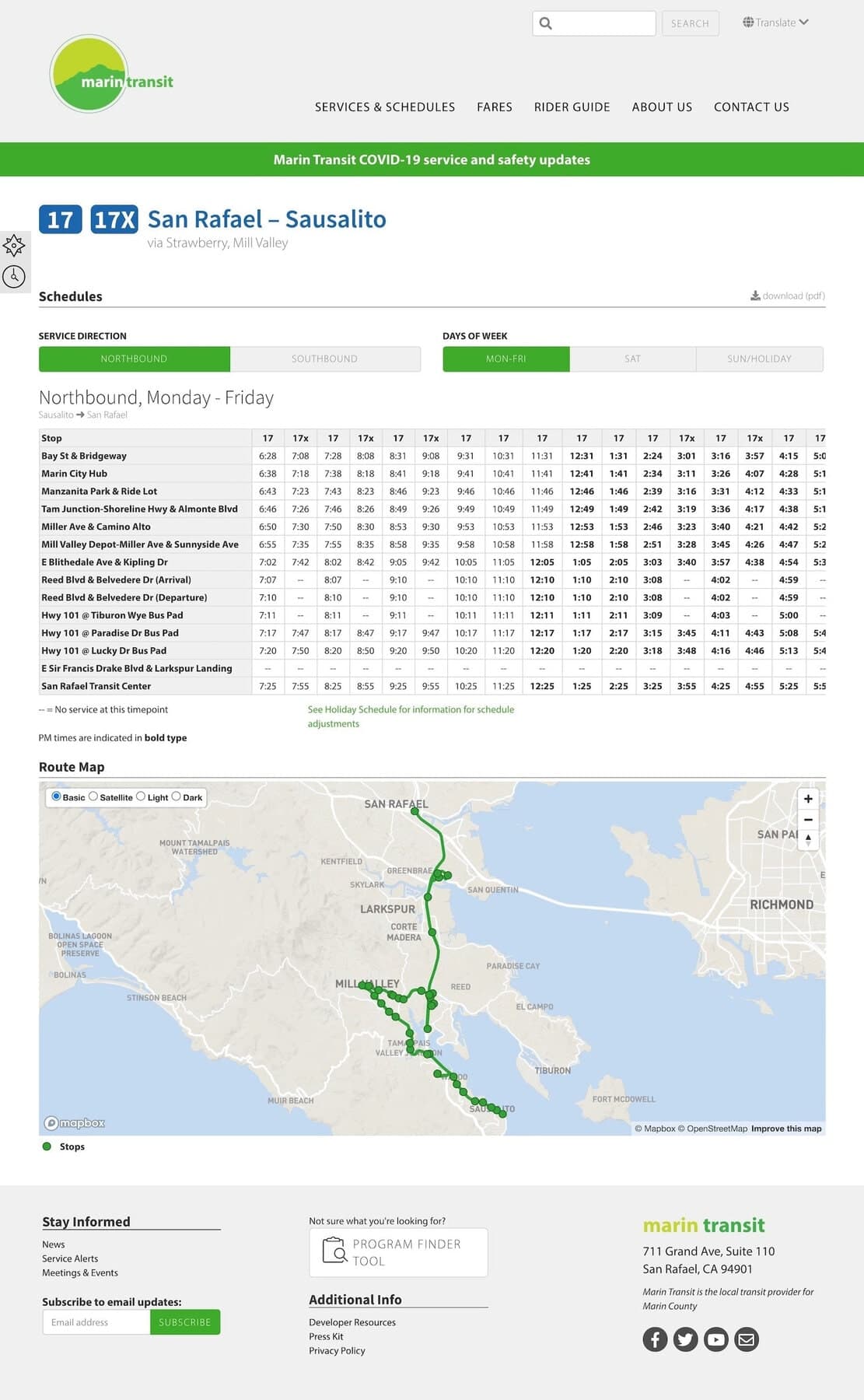 Marin Transit: Bus schedules, live arrivals, paratransit eligibility, and school-pass sales.