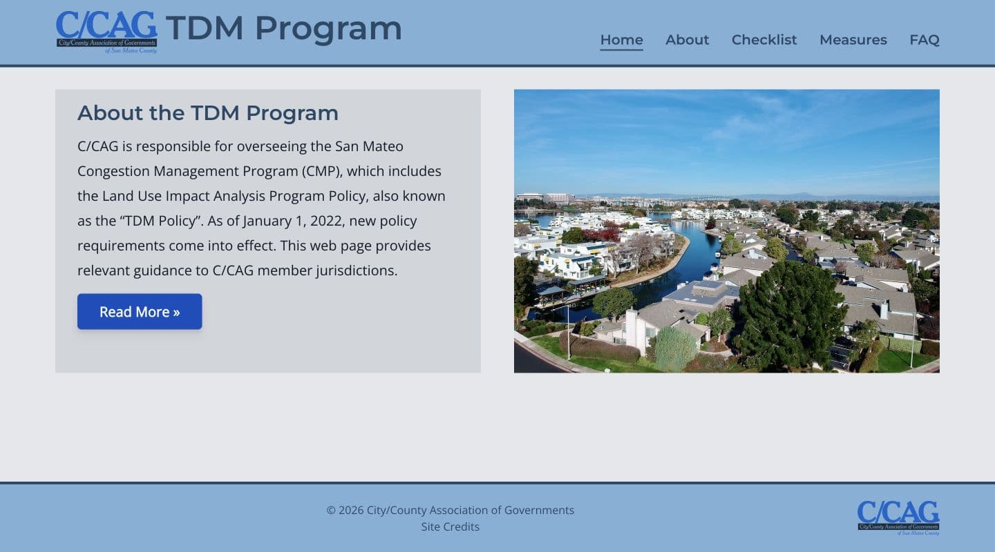 C/CAG TDM program homepage with program guidance