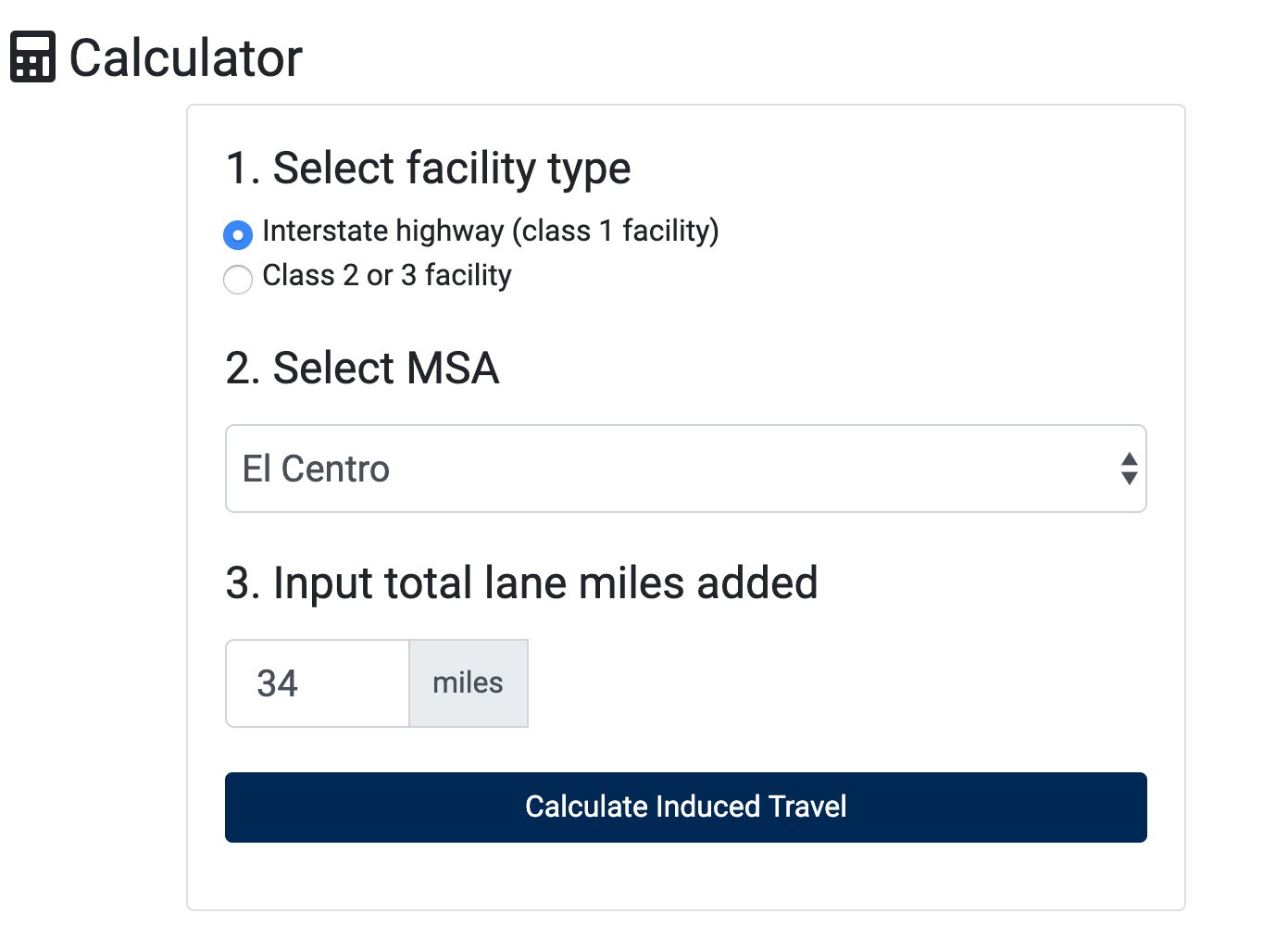 California Induced Travel Calculator