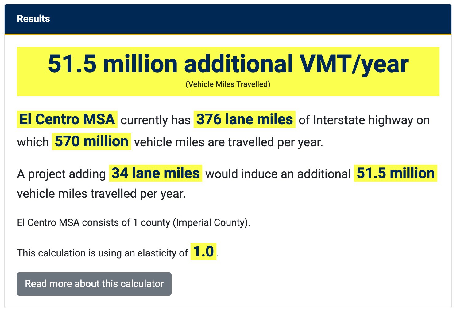 California Induced Travel Calculator