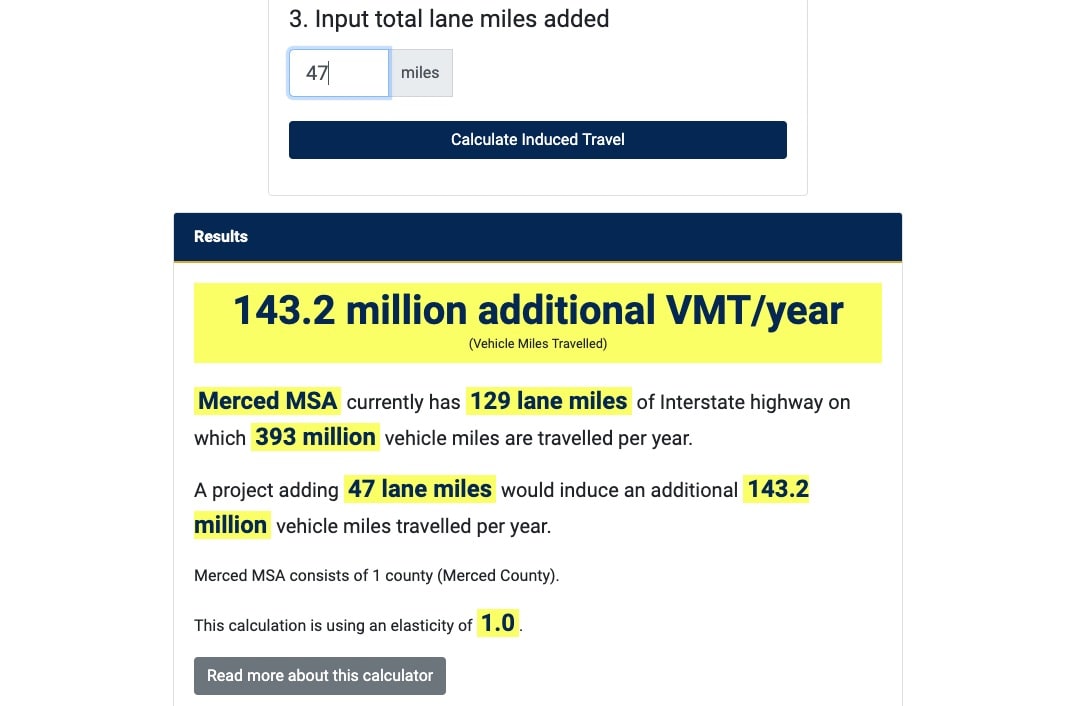 California Induced Travel Calculator